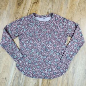 💛Peace & Pearls Floral Fleece Lined Long Sleeve Top Medium